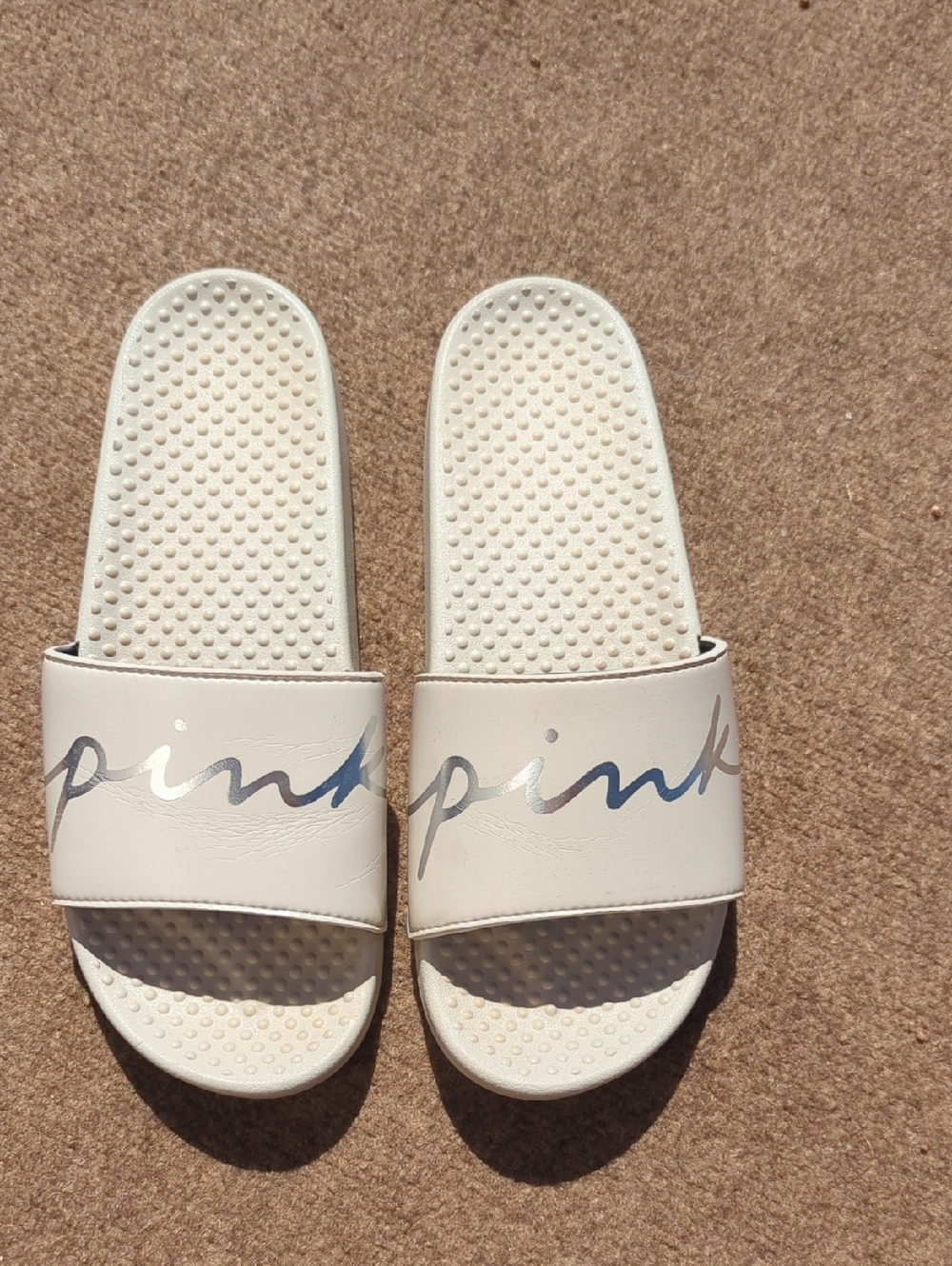 PINK M Cream With Silver Slides